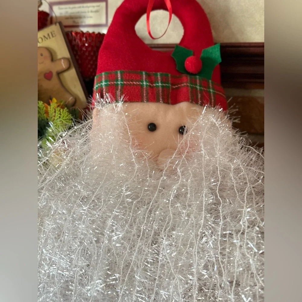 26” Festive Santa Hanging Decoration with Sparkling White Beard - Home Holiday